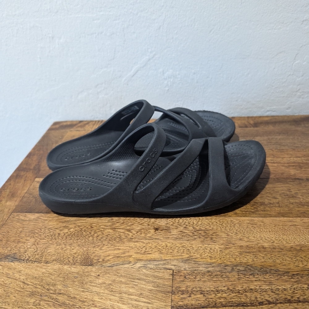Crocs Kadee II Women's Size 8 Iconic Comfort Flip Flops Sandals Shoes Black‎